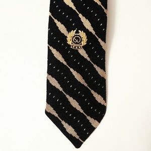 Vintage St. John Knit Navy and Gold Wool Tie